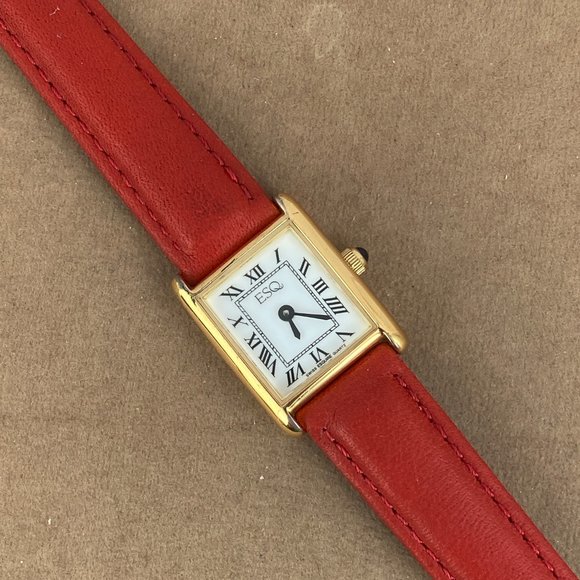 Movado ESQ Ladies Classic Tank Watch with Red Leather Strap - Picture 9 of 14